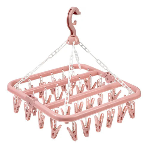 Foldable Drip Hanger with 32 Clips - Plastic Hanging Drying Rack for