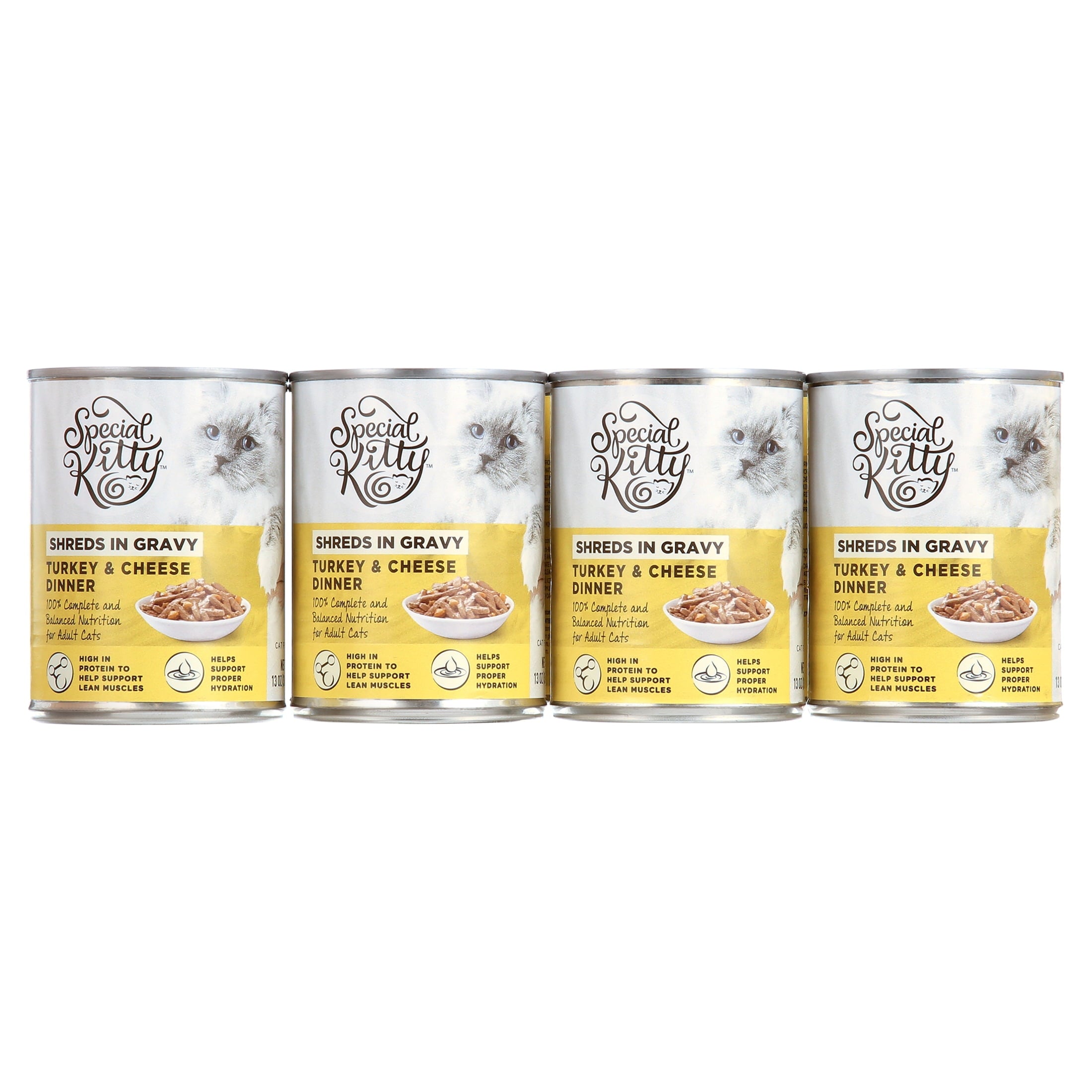 Special Kitty Turkey & Cheese Dinner Shreds in Gravy Wet Cat Food, 13 oz Cans (12 Pack)