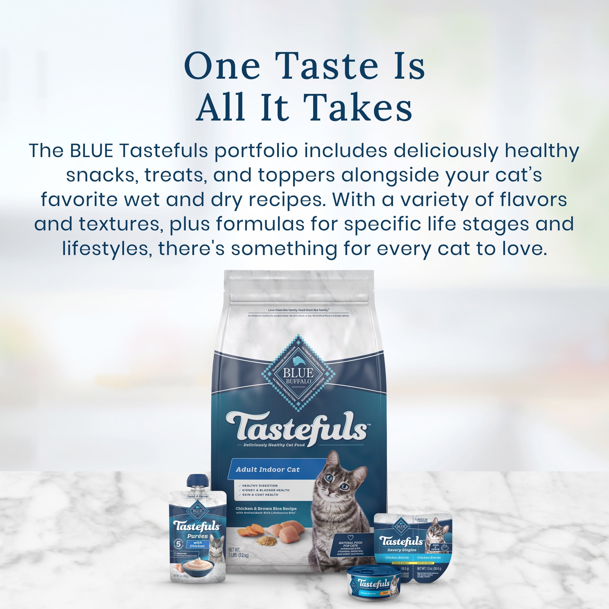 Blue Buffalo Tastefuls Adult Cat Natural Purees, Salmon 3-oz Resealable Twist Cap Pouch
