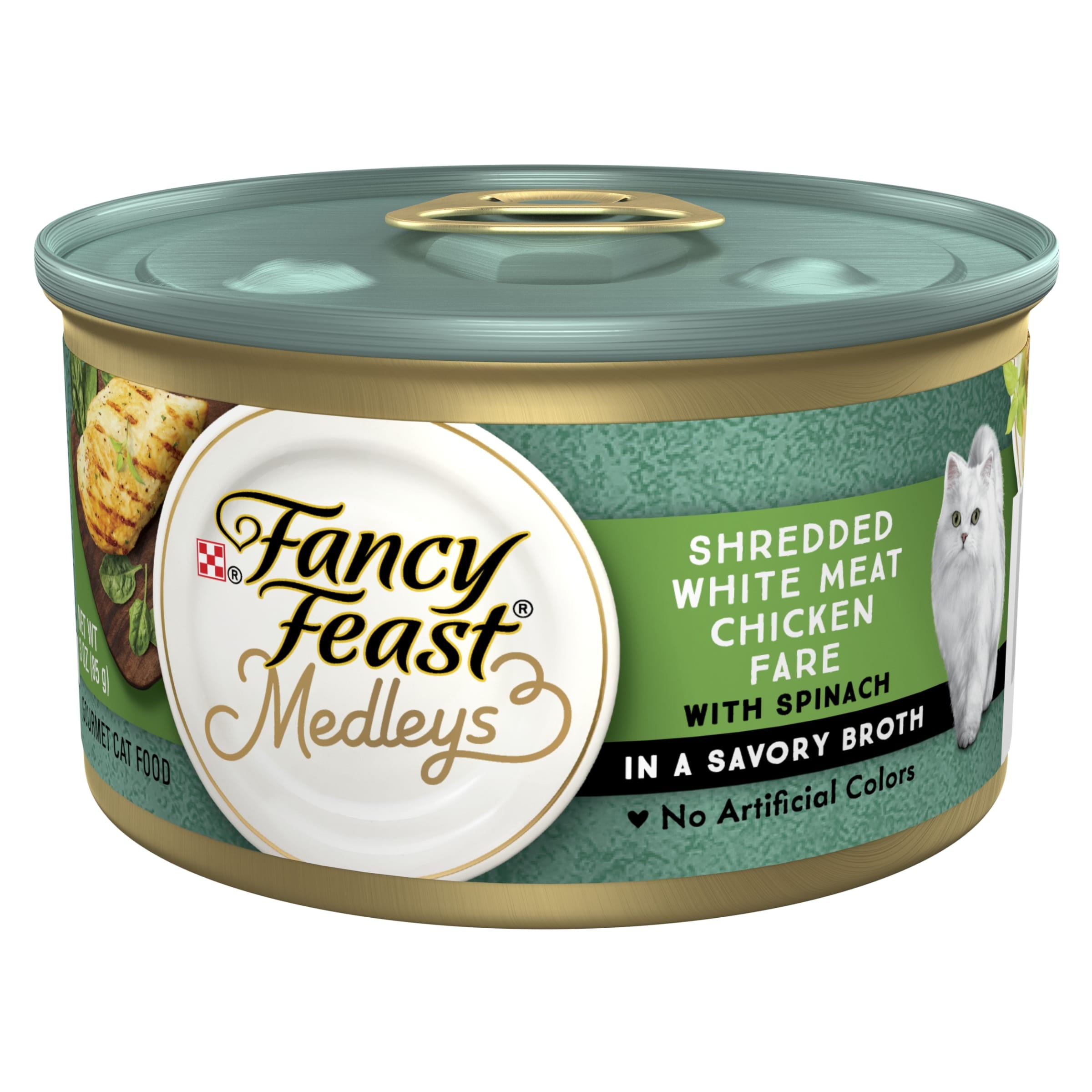 (12 pack) Purina Fancy Feast Medleys Kitten Food, Wet Cat Food, Shredded Chicken & Spinach, 3 oz Can