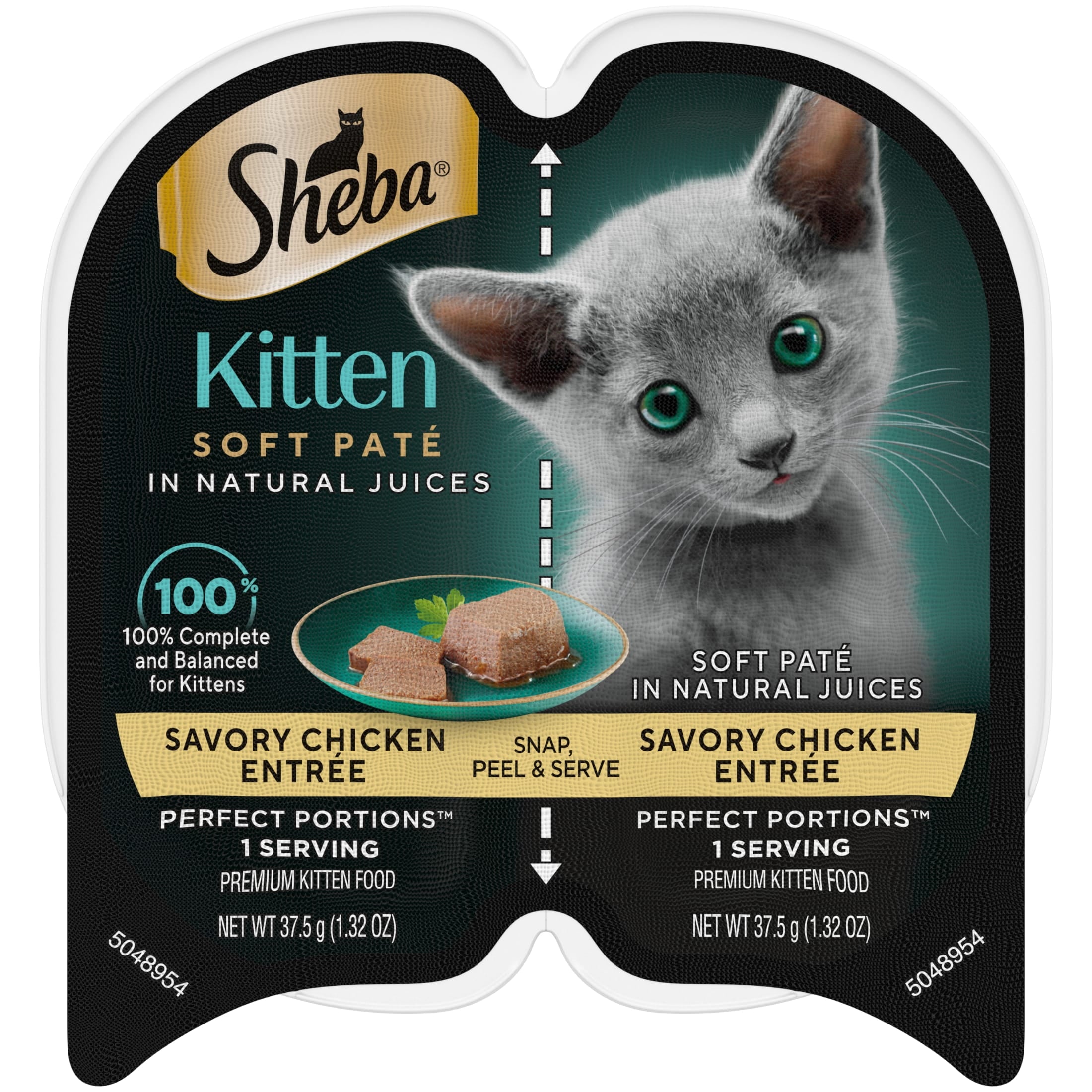 (4 pack) Sheba Perfect Portions Kitten Chicken Pate Entree Wet Cat Food, 2.6 Oz Twin-Pack Tray