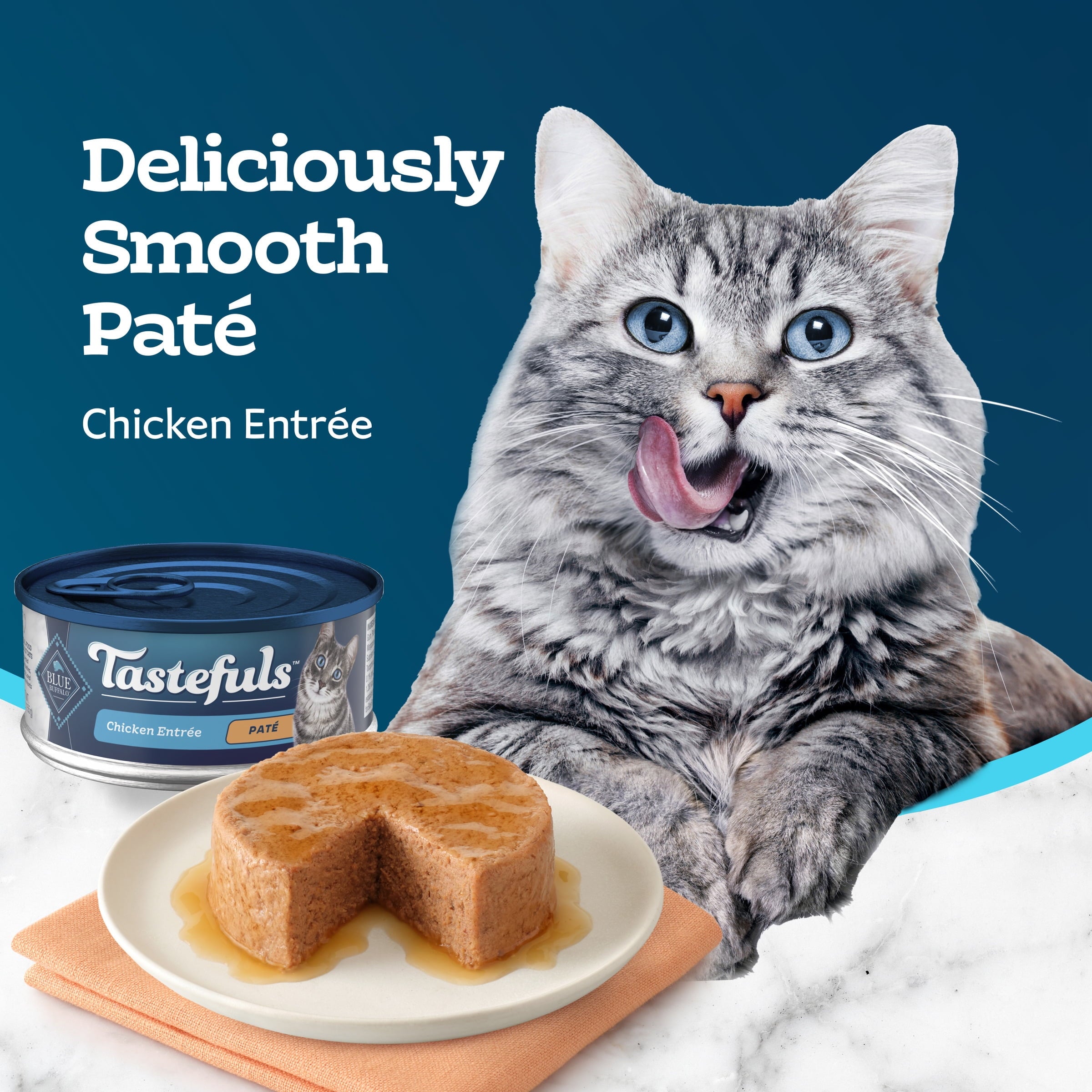 (6 pack) Blue Buffalo Tastefuls Natural Wet Cat Food, Adult, Chicken Paté, 5.5-oz. Can