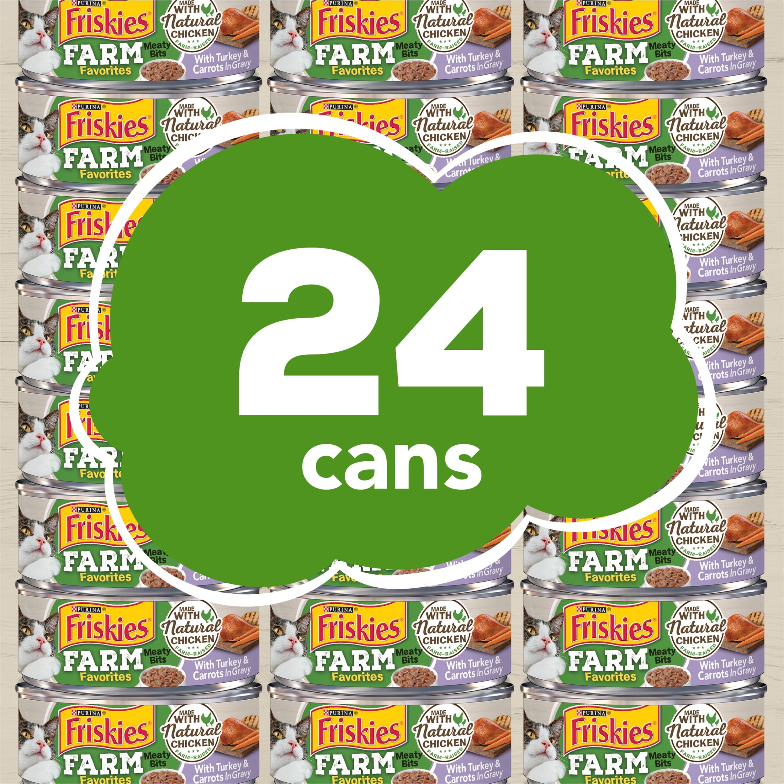 Purina Friskies Farm Favorites Meaty Bits, Turkey, Wet Cat Food, 5.5 oz Cans, 24 Pack