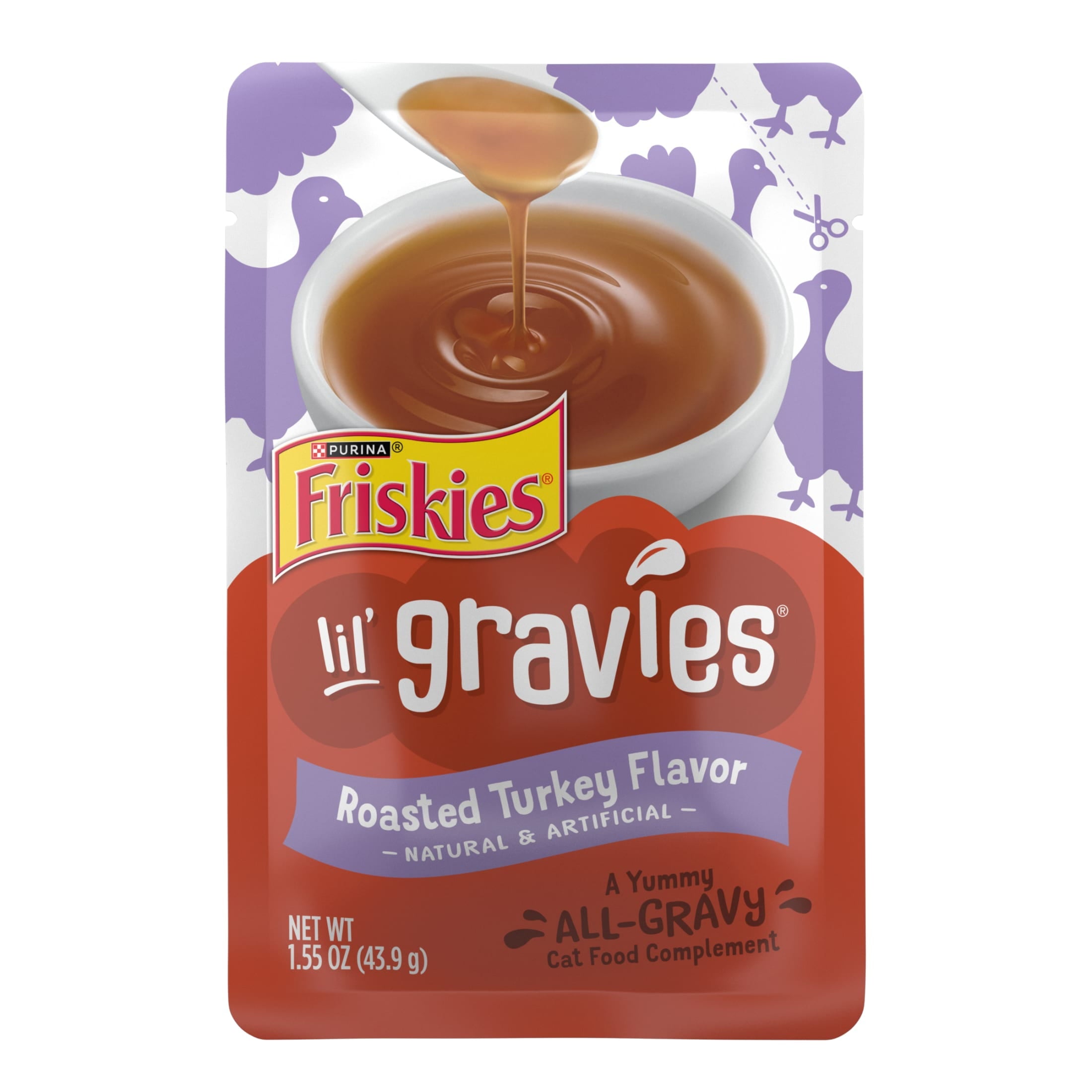 (6 pack) Purina Friskies Lil Gravies, Roasted Turkey Flavor Gravy, Wet Cat Food, 1.55 oz. Pouch