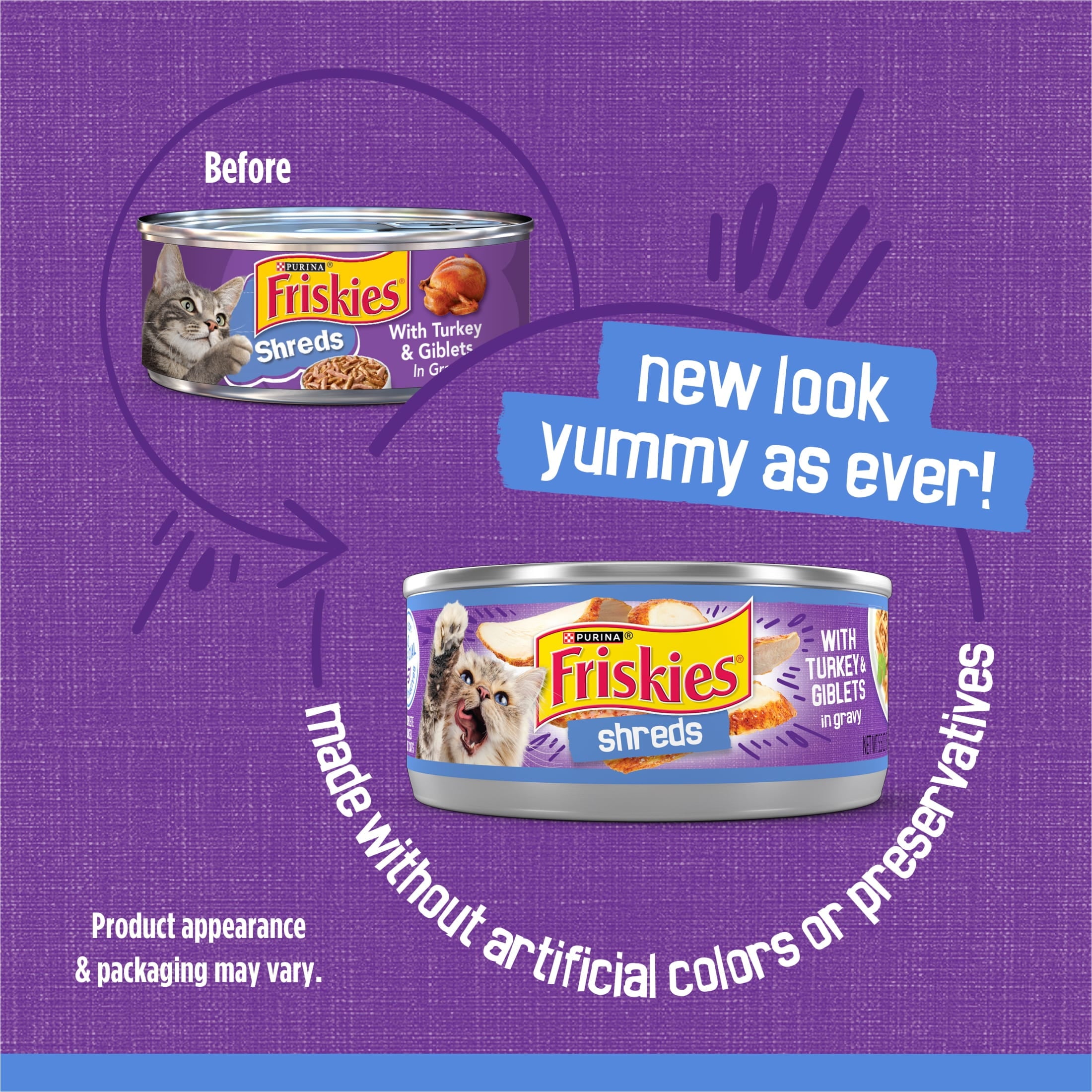 Purina Friskies Shreds Gravy, Soft Turkey and Giblets, Wet Cat Food, 5.5 oz Can