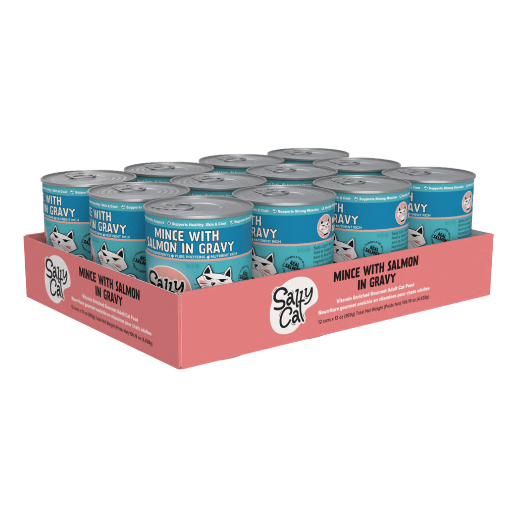 Salty Cat Minced Salmon Flavor in Gravy Wet Cat Food, 13 oz Can