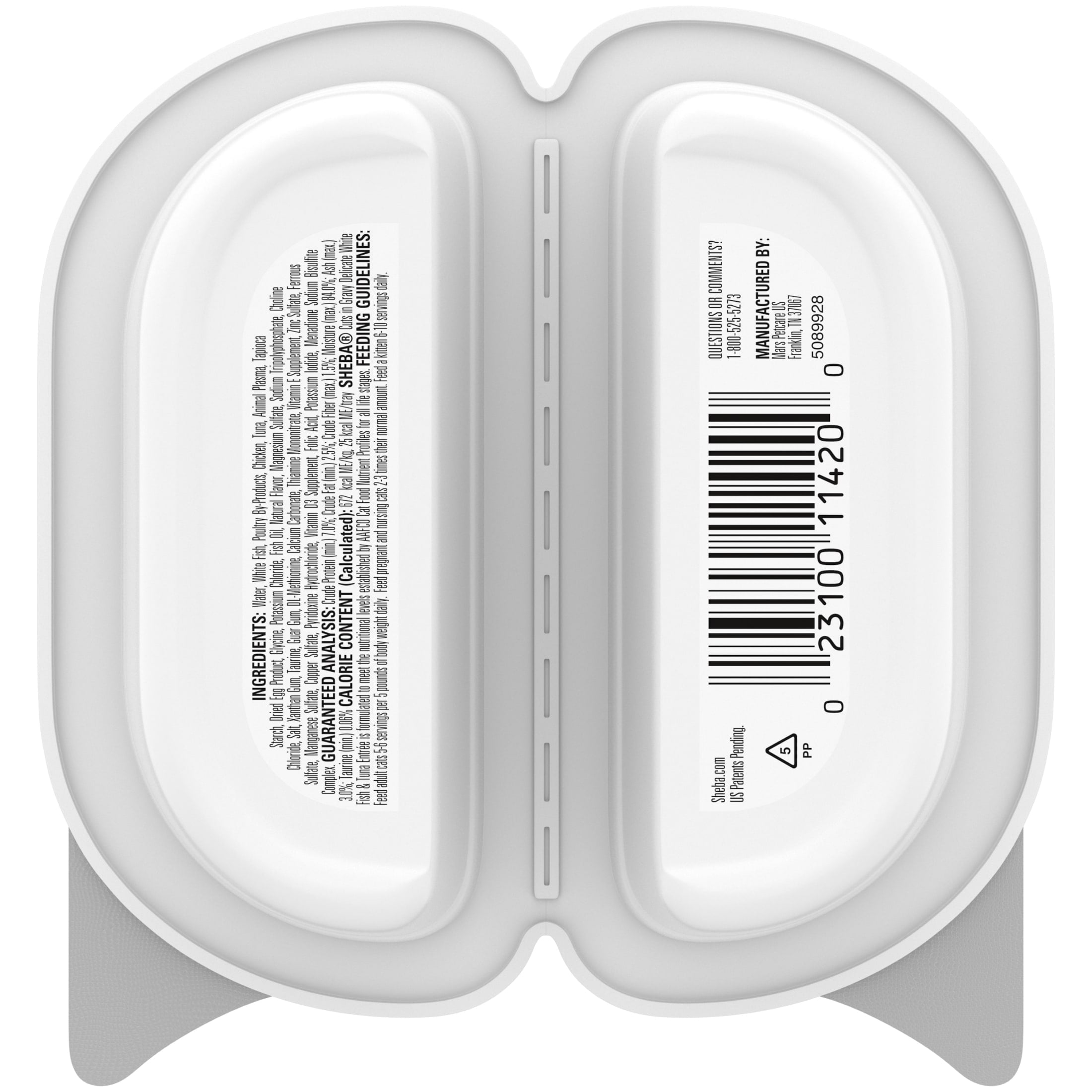 Sheba Wet Cat Food Cuts in Gravy Delicate White Fish & Tuna Entree, 2.6 oz Perfect Portions Twin-Pack Tray