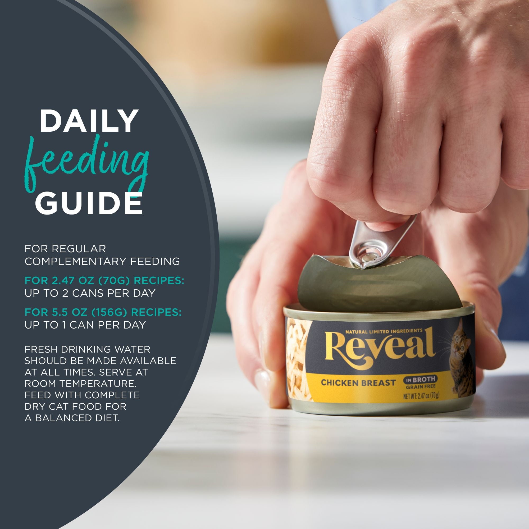 Reveal Natural Wet Cat Food, Tuna Fillet with Crab in Broth, 2.47 oz Can