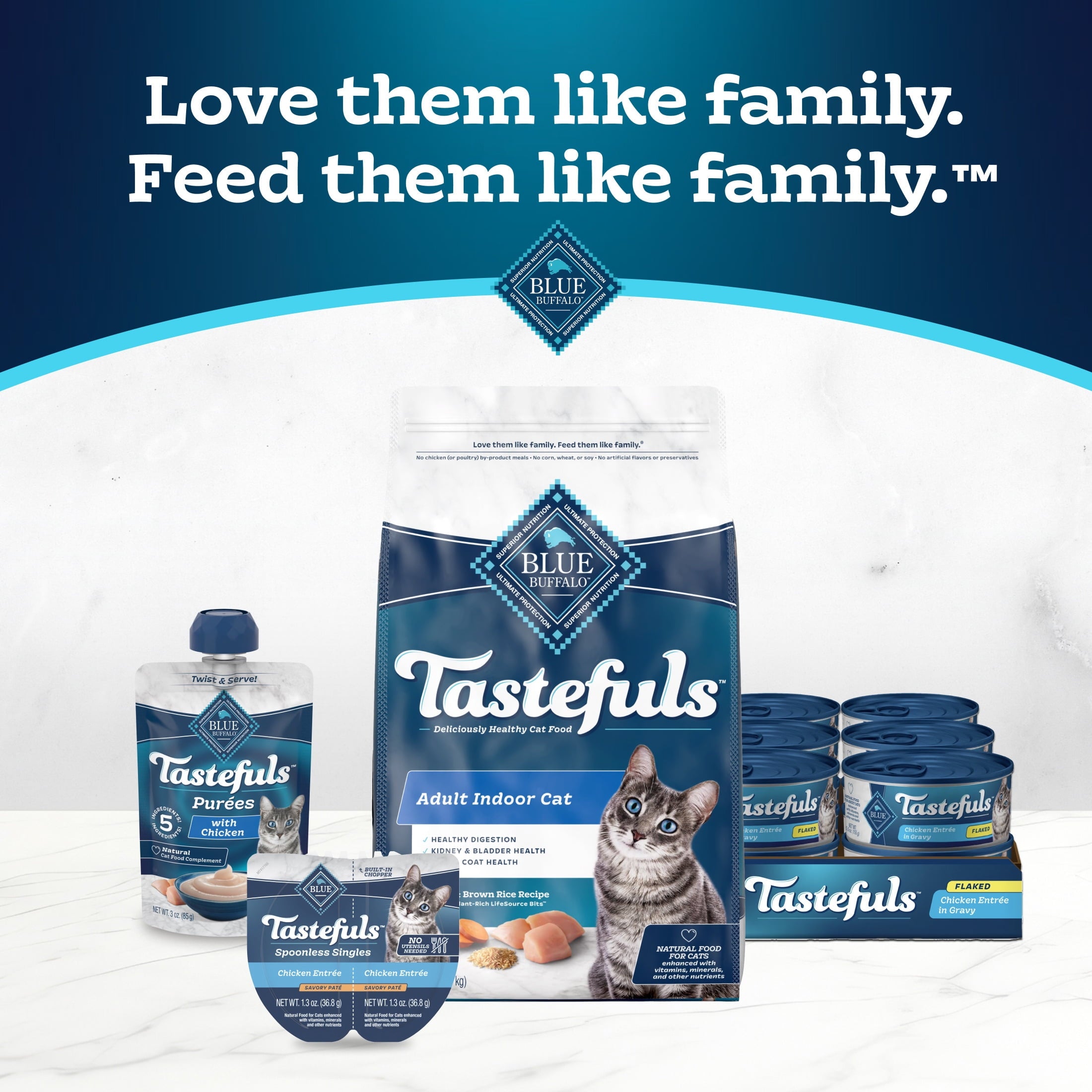 (12 pack) Blue Buffalo Tastefuls Spoonless Singles Wet Cat Food Paté, 2.6-oz Twin Pack, Chicken
