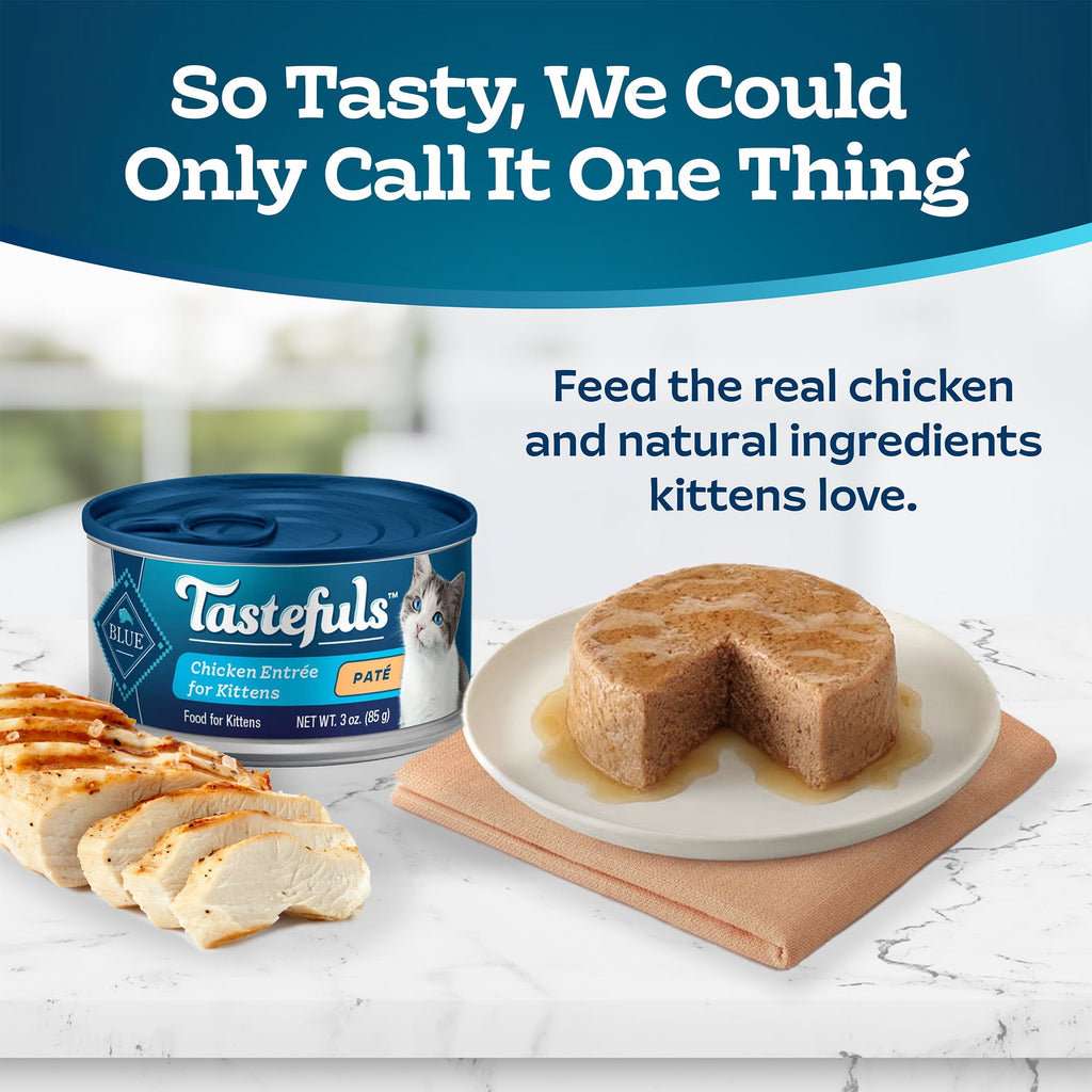 (6 pack) Blue Buffalo Tastefuls Kitten Wet Food Paté, Chicken Entrée 3-oz.