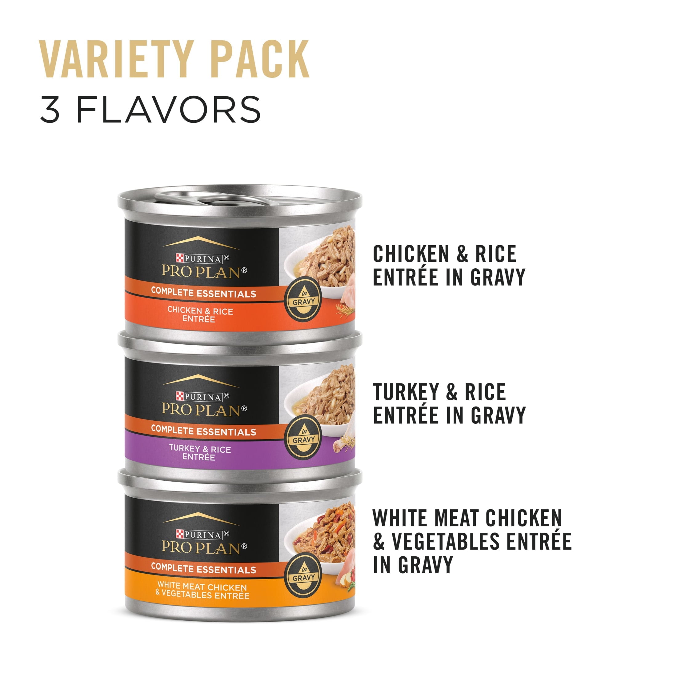 Purina Pro Plan Gravy Wet Cat Food Variety Pack, Chicken & Turkey Favorites, 12 Pack, 3 oz. Cans