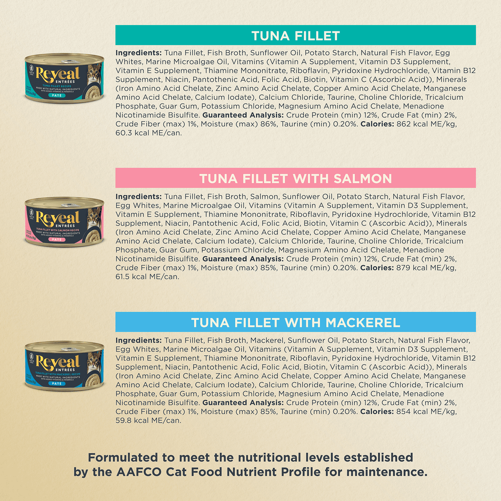 Reveal Pet Food, Natural Wet Cat Food, Fish Entree Pate Selection