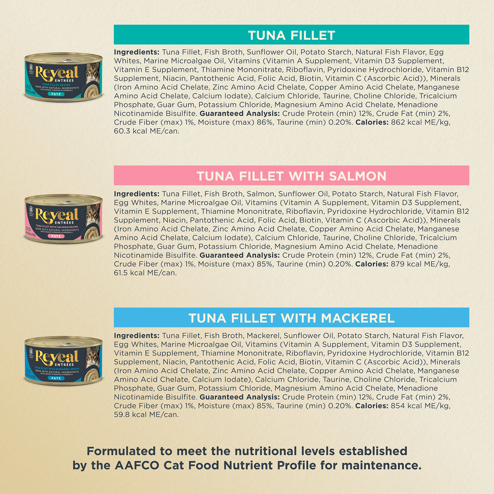 Reveal Pet Food, Natural Wet Cat Food, Fish Entree Pate Selection