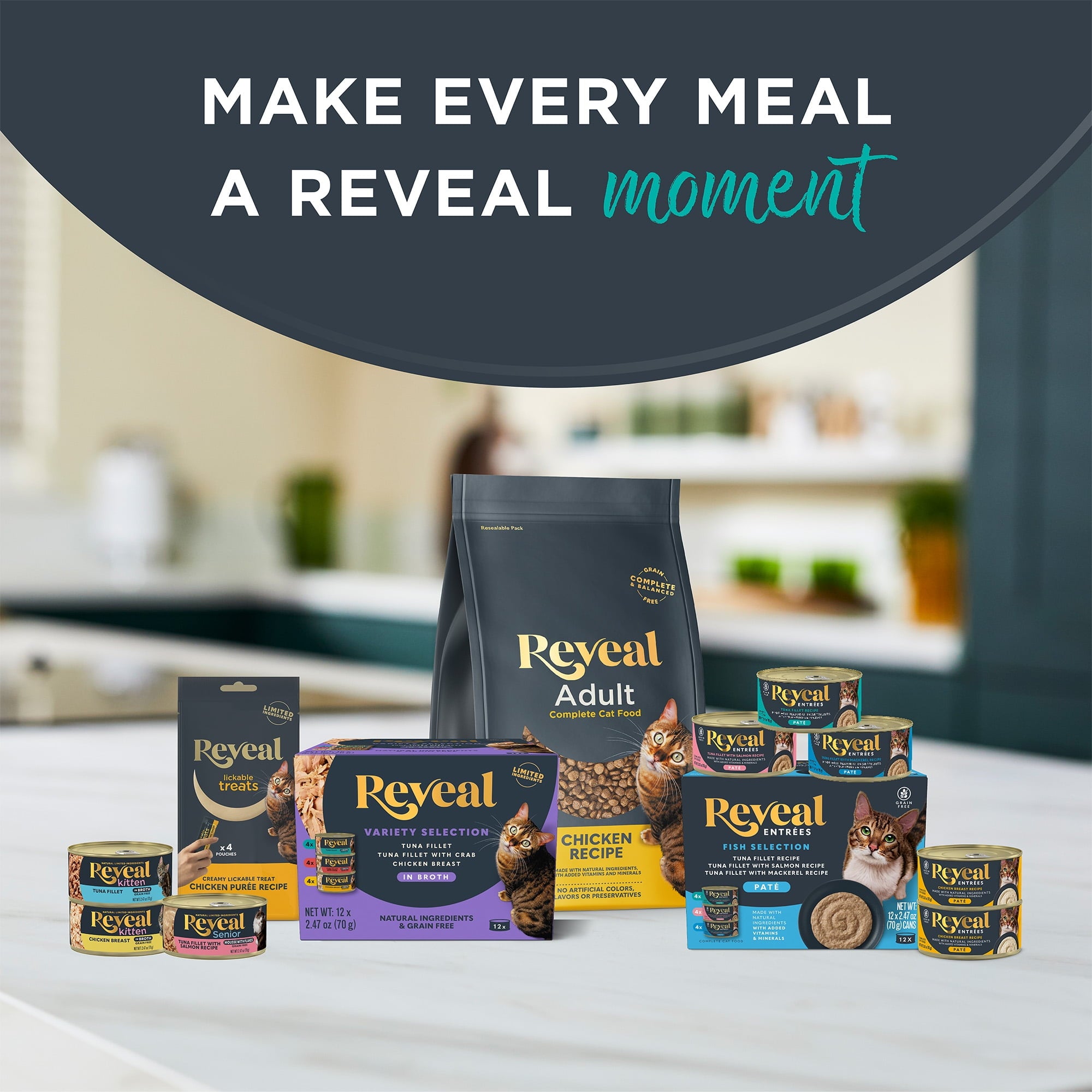 Reveal Pet Food, Natural Wet Cat Food, Fish Entree Pate Selection
