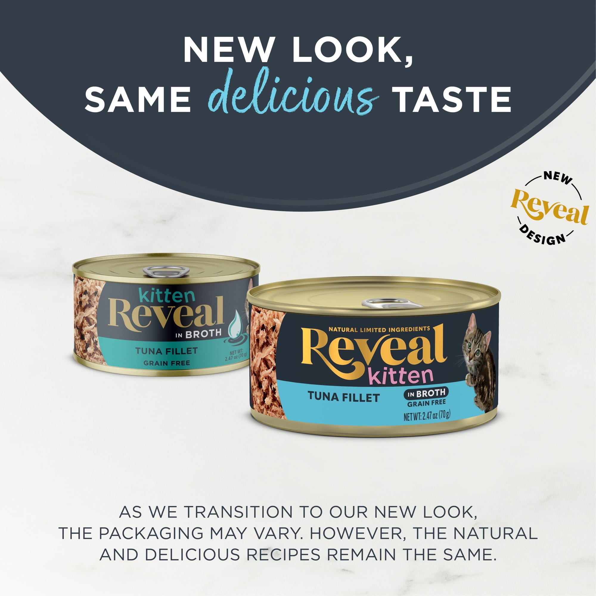 Reveal Pet Food Wet Kitten Food, Tuna Fillet in Broth, 12 pack of 2.47oz Cans