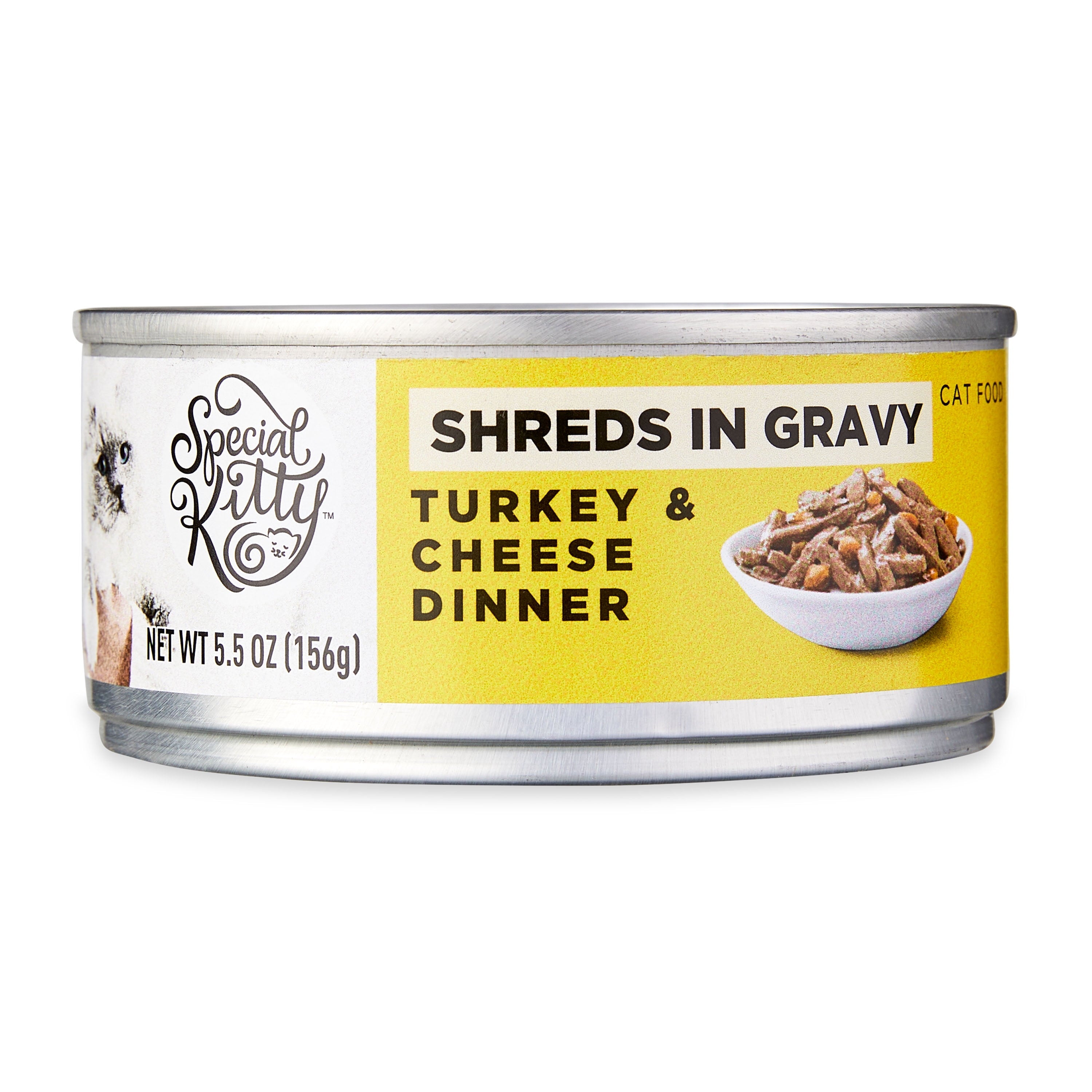 (12 pack) Special Kitty Turkey & Cheese Dinner Shreds in Gravy Wet Cat Food, 5.5 oz Can