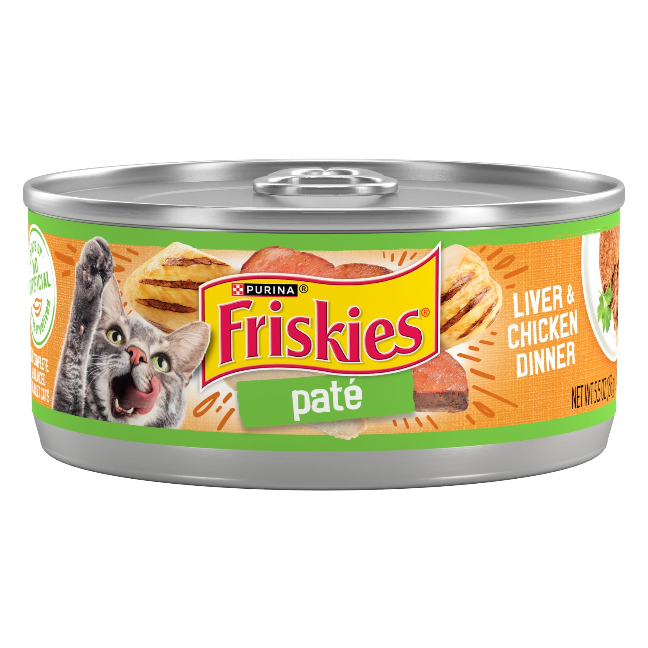 (12 pack) Friskies Pate, Liver & Chicken Dinner, Wet Cat Food, 5.5 oz Can