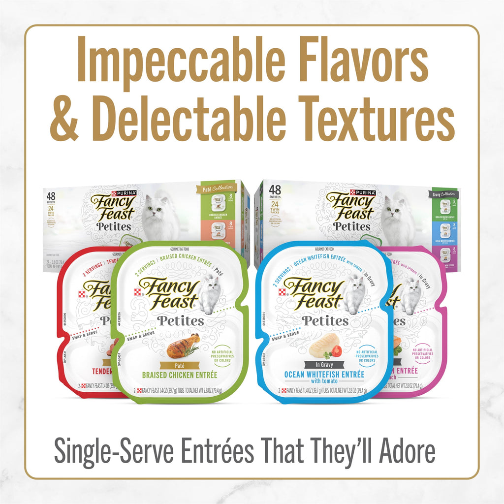 (12 pack) Purina Fancy Feast Petites Braised Chicken Entrée Gourmet Wet Cat Food Pate