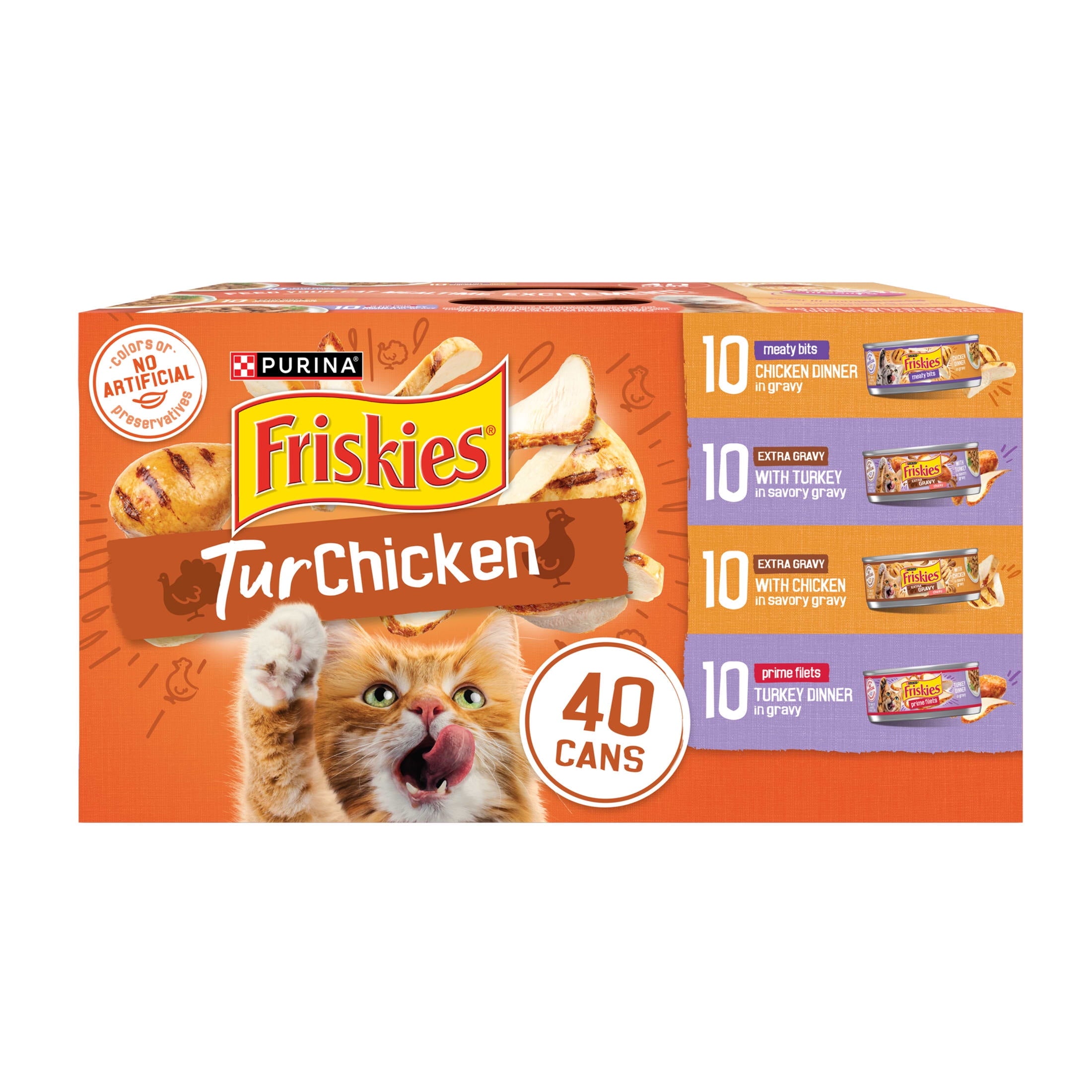 (2 pack) Purina Friskies Turchicken Gravy, Soft Variety Pack, Wet Cat Food, 5.5 oz Cans, 40 Pack