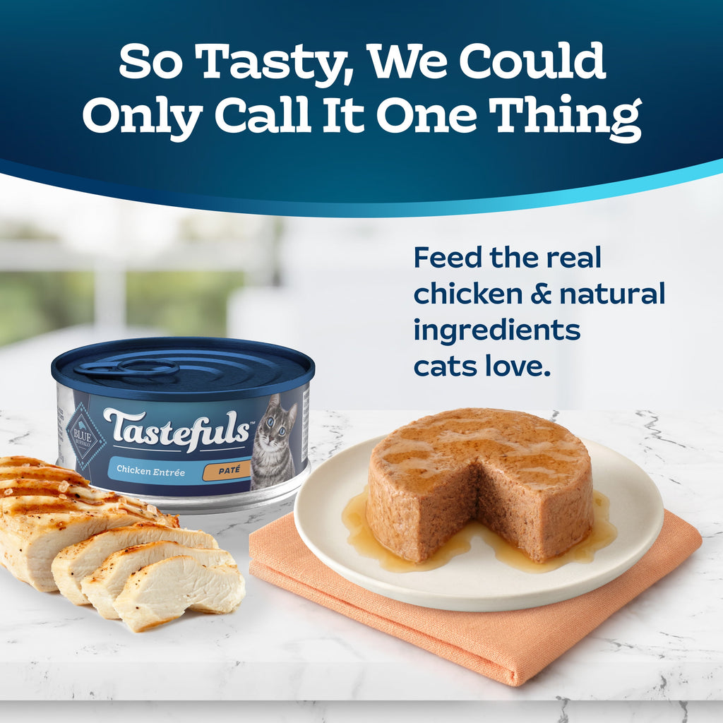 (6 pack) Blue Buffalo Tastefuls Natural Wet Cat Food, Adult, Chicken Paté, 5.5-oz. Can