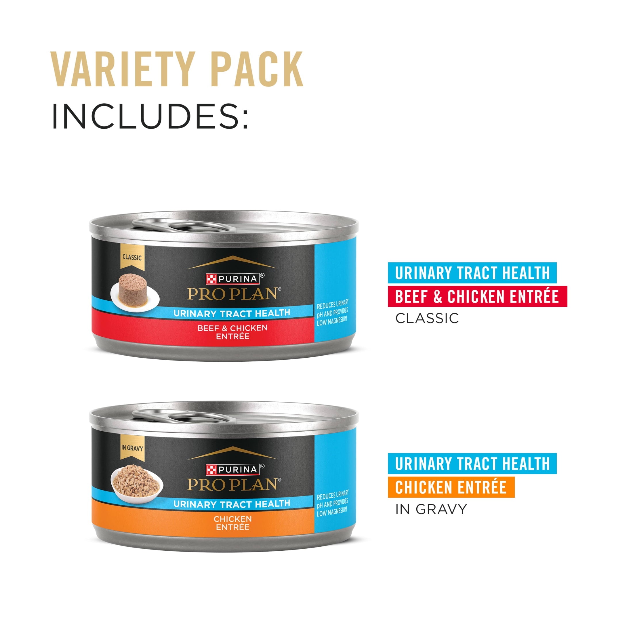 Purina Pro Plan Urinary Tract, Beef & Chicken Variety Pack, Wet Cat Food, 3 oz, 12 Pack